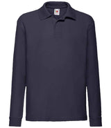 Fruit of the Loom Kids Long Sleeve Poly/Cotton Piqué Polo Shirt | Deep Navy thumbnail 4