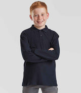 Fruit of the Loom Kids Long Sleeve Poly/Cotton Piqué Polo Shirt | Deep Navy thumbnail 1
