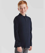 Fruit of the Loom Kids Long Sleeve Poly/Cotton Piqué Polo Shirt | Deep Navy thumbnail 3