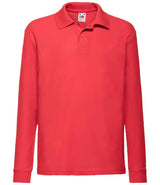 Fruit of the Loom Kids Long Sleeve Poly/Cotton Piqué Polo Shirt | Red thumbnail 4