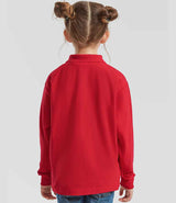 Fruit of the Loom Kids Long Sleeve Poly/Cotton Piqué Polo Shirt | Red thumbnail 2
