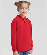 Fruit of the Loom Kids Long Sleeve Poly/Cotton Piqué Polo Shirt | Red thumbnail 3