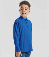 Fruit of the Loom Kids Long Sleeve Poly/Cotton Piqué Polo Shirt | Royal Blue thumbnail 3