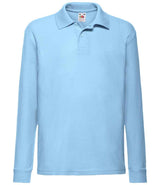Fruit of the Loom Kids Long Sleeve Poly/Cotton Piqué Polo Shirt | Sky Blue thumbnail 4