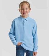 Fruit of the Loom Kids Long Sleeve Poly/Cotton Piqué Polo Shirt | Sky Blue thumbnail 1