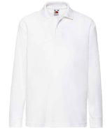 Fruit of the Loom Kids Long Sleeve Poly/Cotton Piqué Polo Shirt | White thumbnail 4