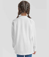 Fruit of the Loom Kids Long Sleeve Poly/Cotton Piqué Polo Shirt | White thumbnail 2