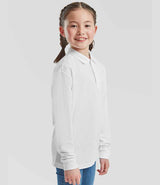 Fruit of the Loom Kids Long Sleeve Poly/Cotton Piqué Polo Shirt | White thumbnail 3