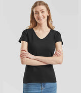 Fruit of the Loom Lady Fit Value V Neck T-Shirt | Black thumbnail 1