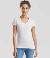 Fruit of the Loom Lady Fit Value V Neck T-Shirt | White thumbnail 1