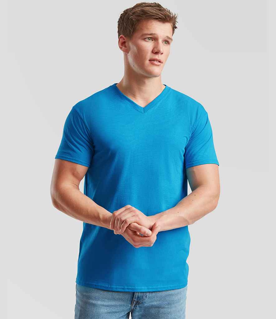 Fruit of the Loom V Neck Value T-Shirt | Azure