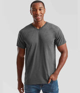 Fruit of the Loom V Neck Value T-Shirt | Dark Heather thumbnail 1