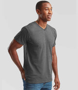 Fruit of the Loom V Neck Value T-Shirt | Dark Heather thumbnail 3