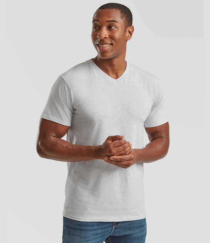 Fruit of the Loom V Neck Value T-Shirt | Heather Grey