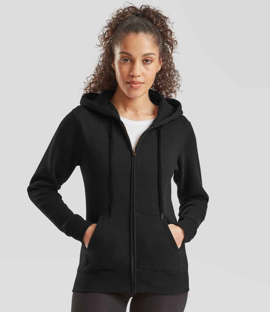 Fruit of the Loom Premium Lady Fit Zip Hooded Jacket | Black
