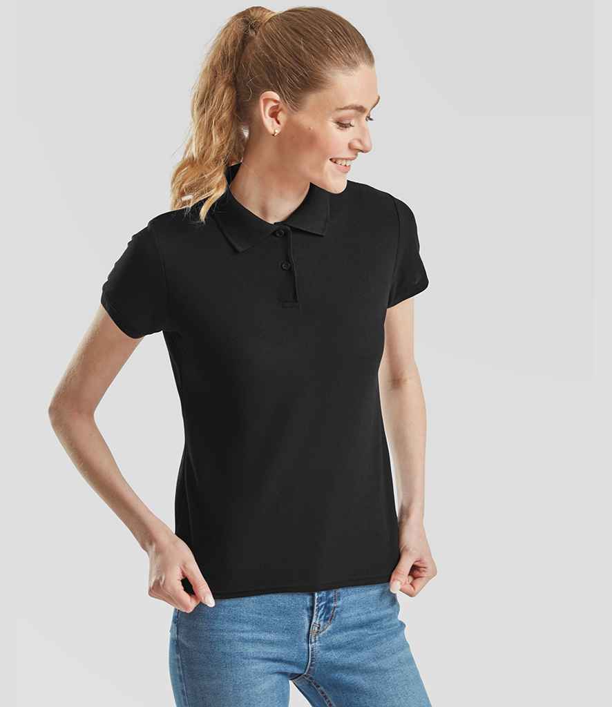 Fruit of the Loom Lady Fit Piqué Polo Shirt | Black