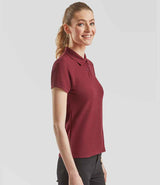 Fruit of the Loom Lady Fit Piqué Polo Shirt | Burgundy thumbnail 3