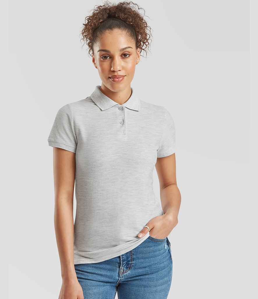 Fruit of the Loom Lady Fit Piqué Polo Shirt | Heather Grey