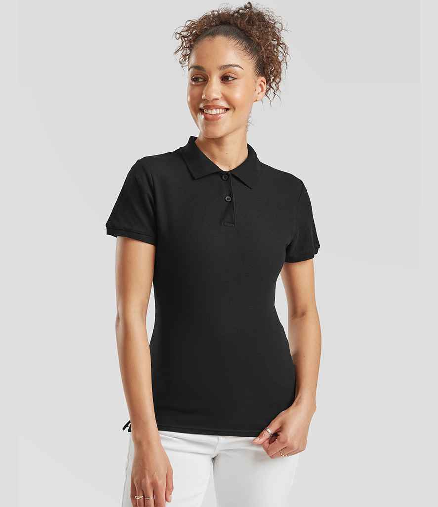 Fruit of the Loom Lady-Fit Premium Cotton Piqué Polo Shirt | Black