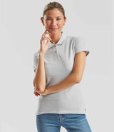 Fruit of the Loom Lady-Fit Premium Cotton Piqué Polo Shirt | Heather Grey thumbnail 1