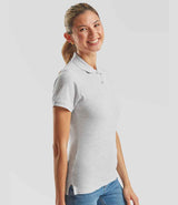 Fruit of the Loom Lady-Fit Premium Cotton Piqué Polo Shirt | Heather Grey thumbnail 3