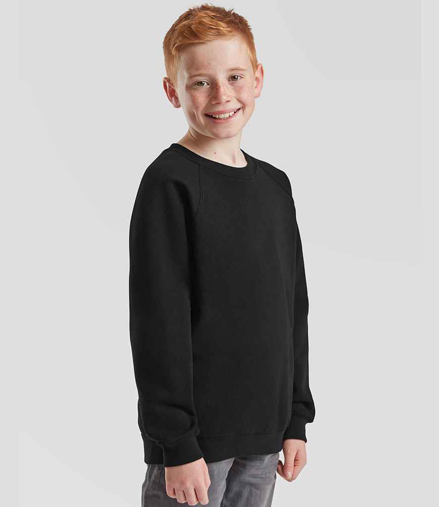 Fruit of the Loom Kids Classic Raglan Sweatshirt | Black