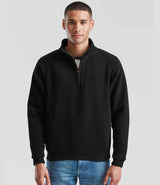 Fruit of the Loom Premium Zip Neck Sweatshirt | Black thumbnail 1