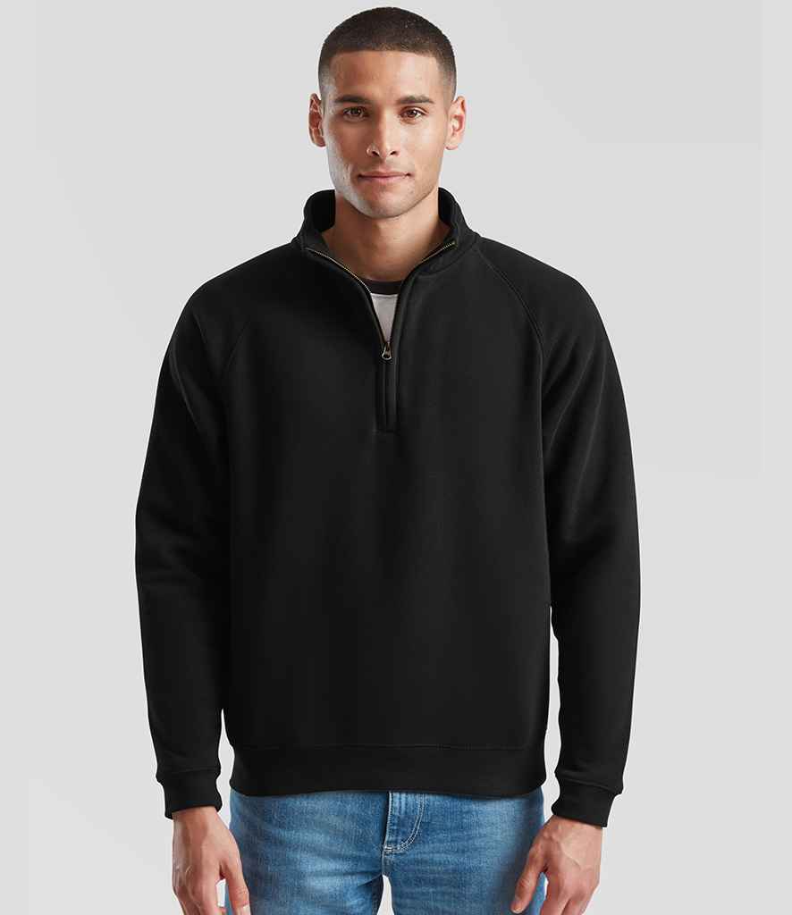 Fruit of the Loom Premium Zip Neck Sweatshirt | Black