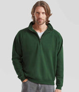 Fruit of the Loom Premium Zip Neck Sweatshirt | Bottle Green thumbnail 1