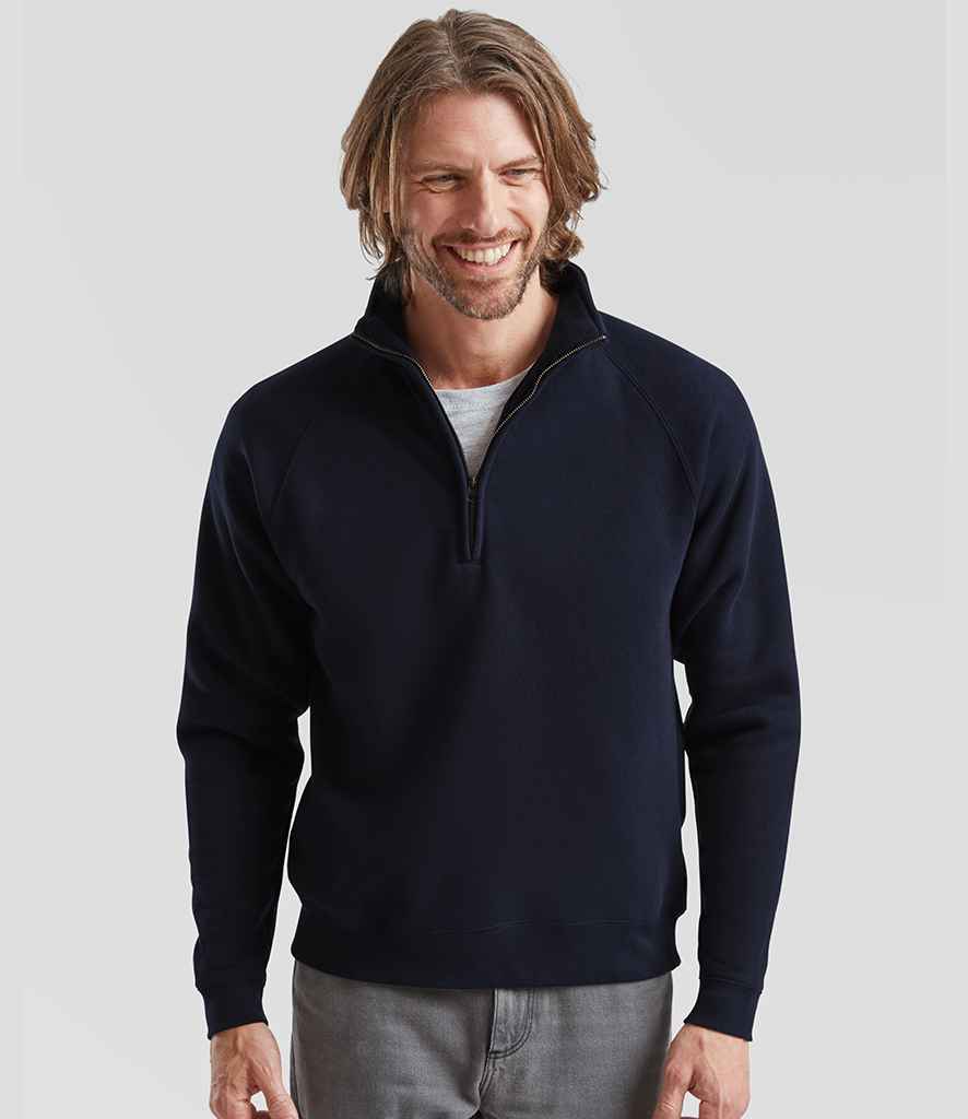 Fruit of the Loom Premium Zip Neck Sweatshirt | Deep Navy