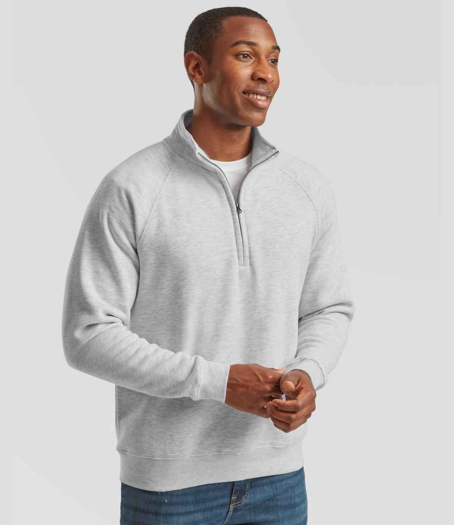 Fruit of the Loom Premium Zip Neck Sweatshirt | Heather Grey