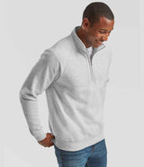 Fruit of the Loom Premium Zip Neck Sweatshirt | Heather Grey thumbnail 3
