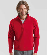 Fruit of the Loom Premium Zip Neck Sweatshirt | Red thumbnail 1