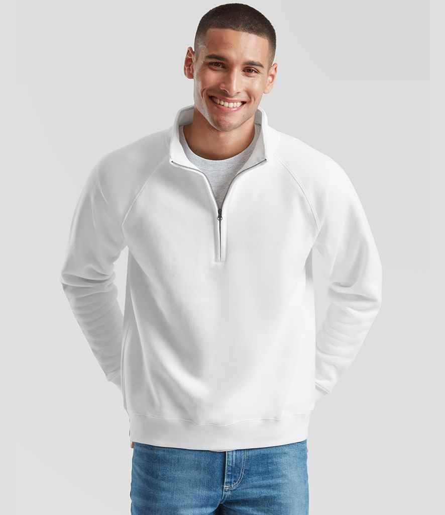 Fruit of the Loom Premium Zip Neck Sweatshirt | White