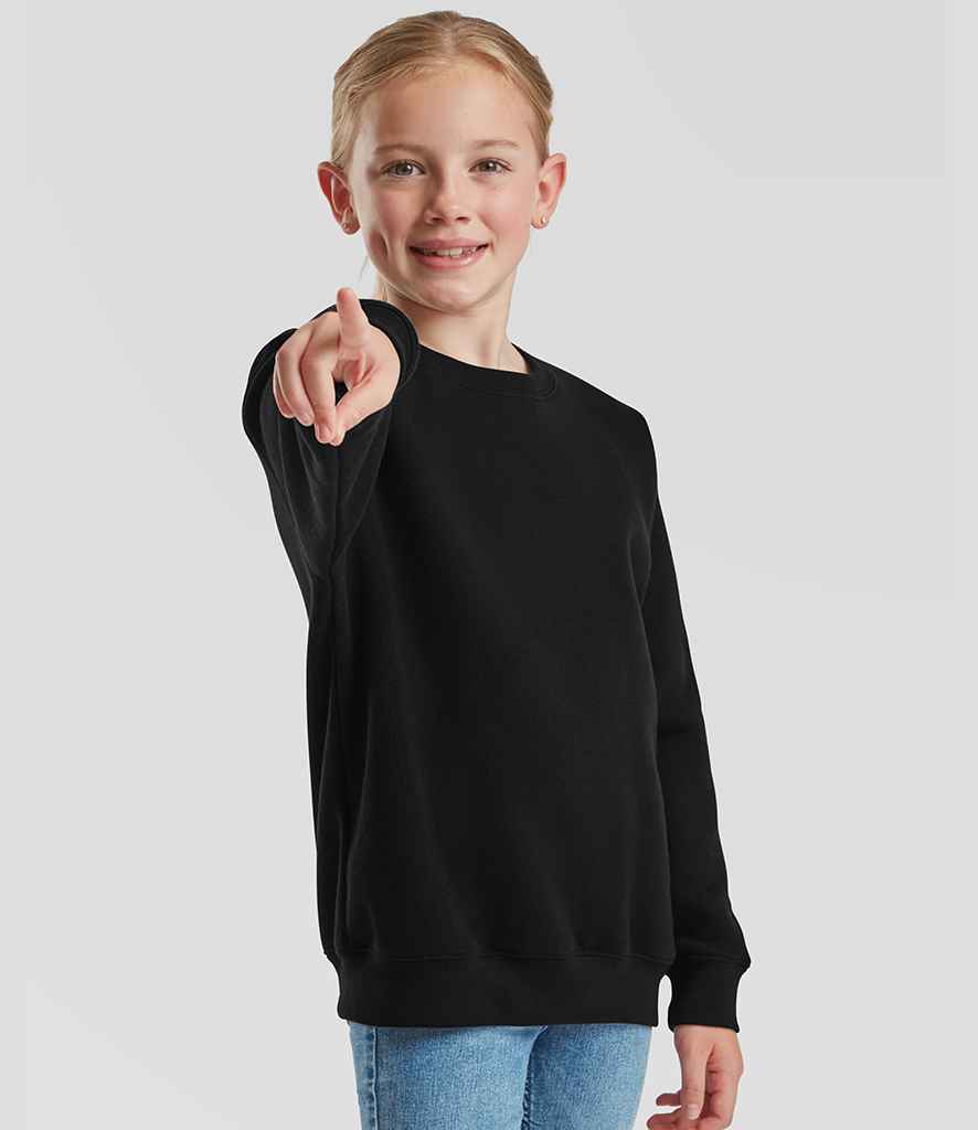 Fruit of the Loom Kids Premium Drop Shoulder Sweatshirt | Black