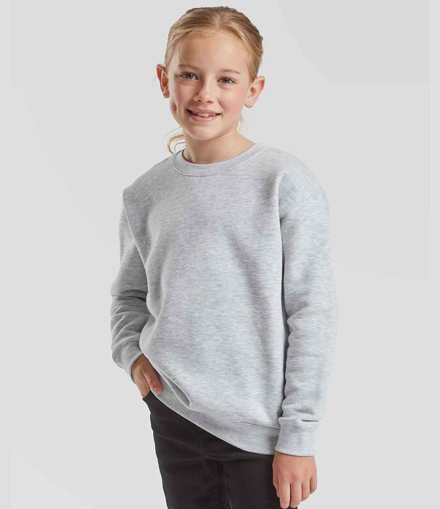 Fruit of the Loom Kids Premium Drop Shoulder Sweatshirt | Heather Grey