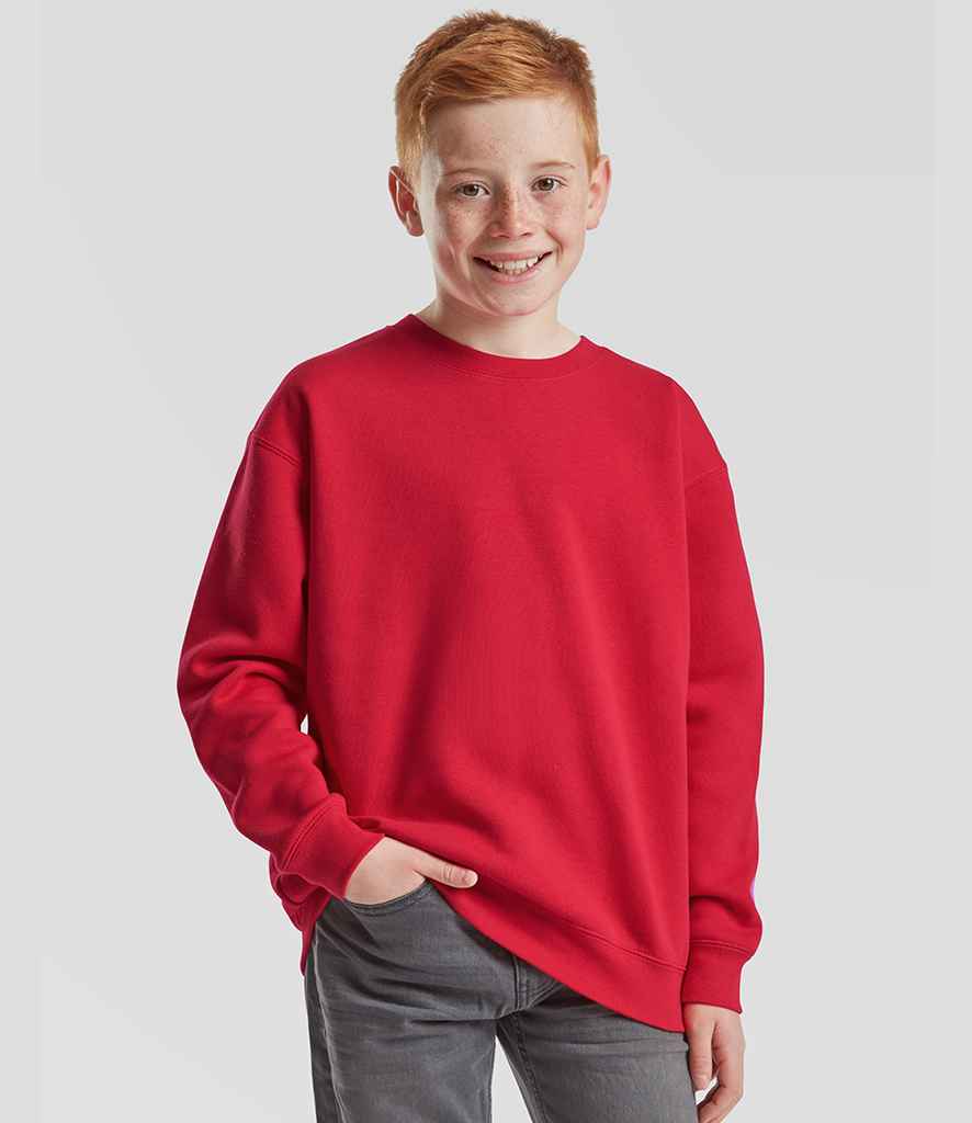 Fruit of the Loom Kids Premium Drop Shoulder Sweatshirt | Red
