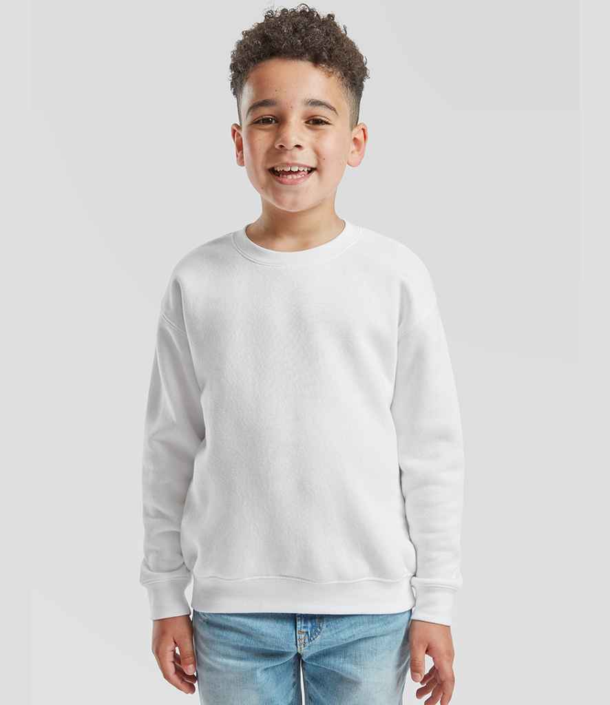 Fruit of the Loom Kids Premium Drop Shoulder Sweatshirt | White