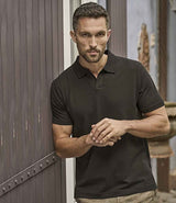 Tee Jays Luxury Stretch V Neck Polo Shirt | Black thumbnail 1