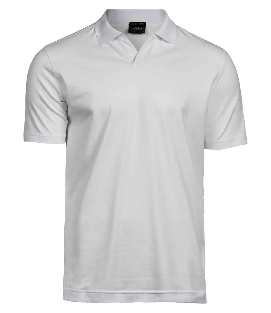 Tee Jays Luxury Stretch V Neck Polo Shirt | White