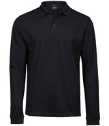 Tee Jays Luxury Stretch Long Sleeve Polo Shirt | Black thumbnail 2