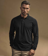 Tee Jays Luxury Stretch Long Sleeve Polo Shirt | Black thumbnail 1