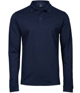 Tee Jays Luxury Stretch Long Sleeve Polo Shirt | Navy thumbnail 1