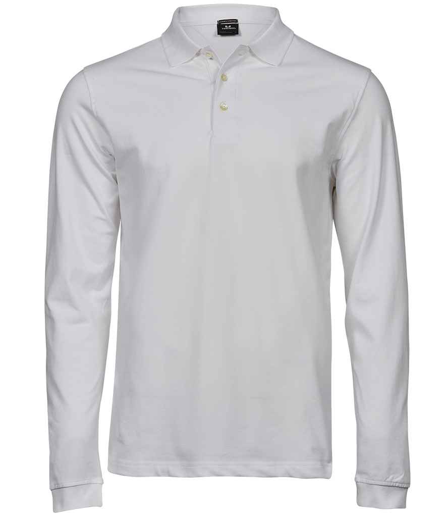 Tee Jays Luxury Stretch Long Sleeve Polo Shirt | White