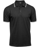 Tee Jays Luxury Stretch Tipped Polo Shirt | Black/White thumbnail 1
