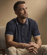 Tee Jays Luxury Stretch Tipped Polo Shirt | Navy/White thumbnail 2