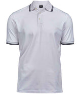 Tee Jays Luxury Stretch Tipped Polo Shirt | White/Navy thumbnail 1