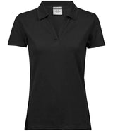 Tee Jays Ladies Luxury Stretch V Neck Polo Shirt | Black thumbnail 3