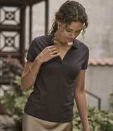 Tee Jays Ladies Luxury Stretch V Neck Polo Shirt | Black thumbnail 1