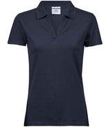 Tee Jays Ladies Luxury Stretch V Neck Polo Shirt | Navy thumbnail 1